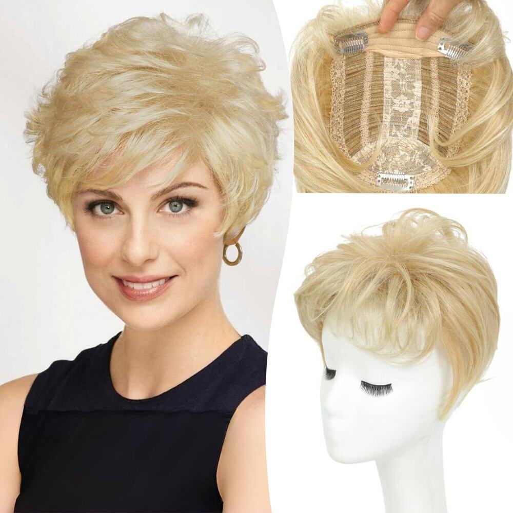 Womens Short Pixie Cut Blonde Wig Adjustable Cap Natural Looking Daily Wear